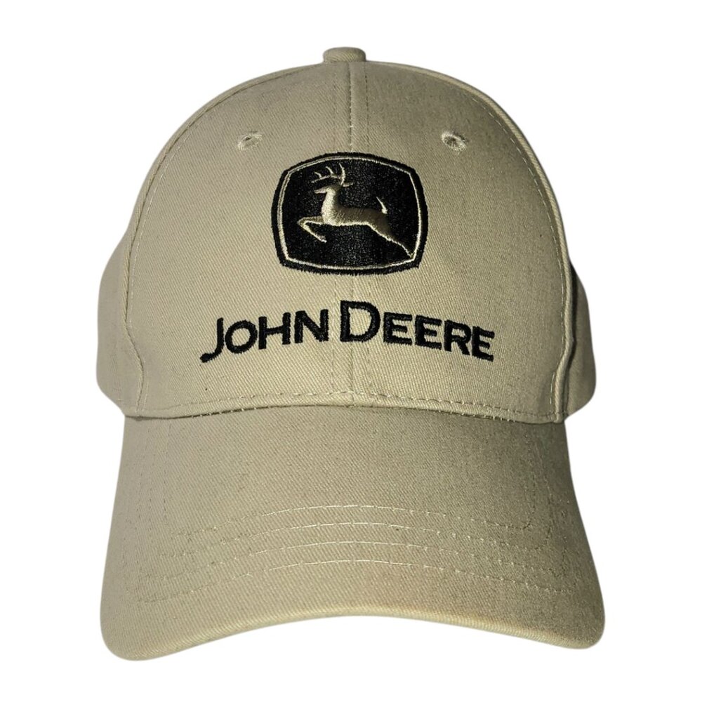 John Deere Hat Cap Adjustable Beige Black Cary Francis Group Nothing Runs Deere